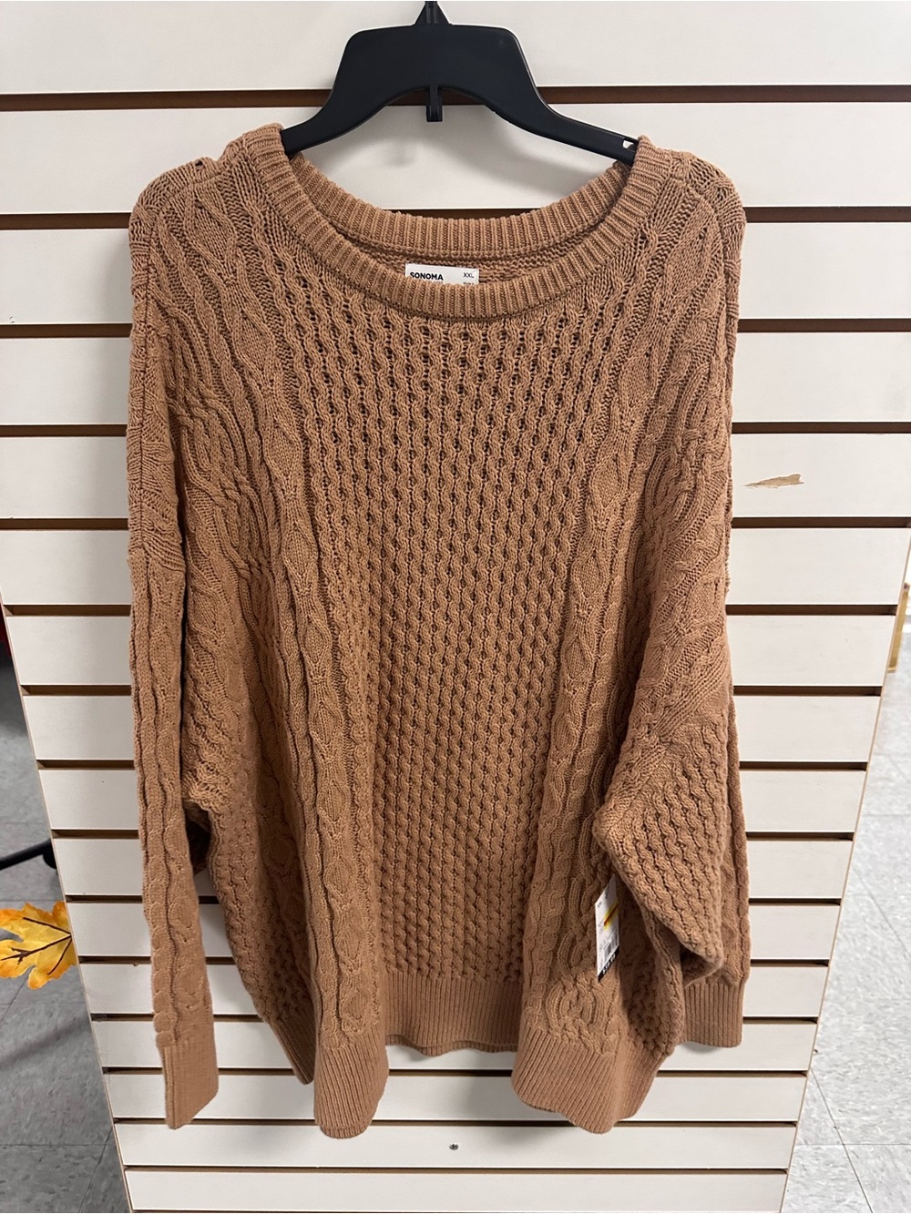 Kohl's Cable-Knit Crewneck Sweater in Camel Brown